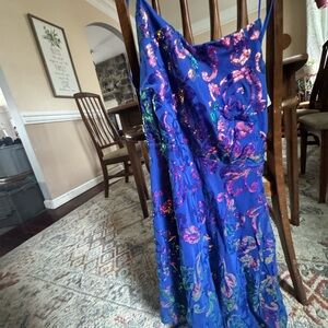 Amazon Vibrant Blue and Pink Sequin Dress
